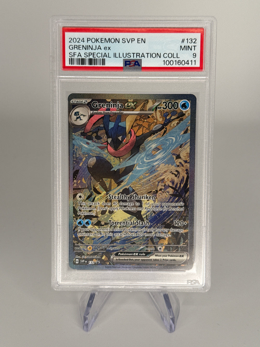 Pokemon TCG 2024 Greninja EX Shrouded Fable Full Art Black Star Promo, 132, PSA 9 Mint