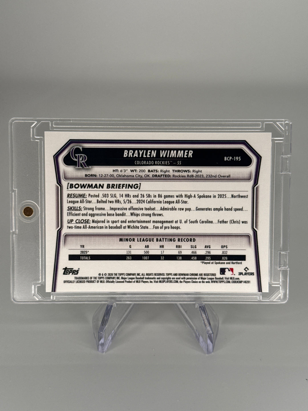 Braylen Wimmer 2026 Bowman Chrome Packfractor 1st Bowman, 28/99