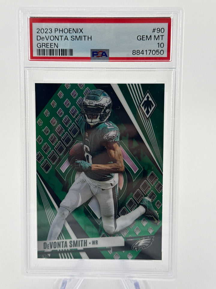 DeVonta Smith 2023 Panini Phoenix Green, 01/15, PSA 10 Gem Mint