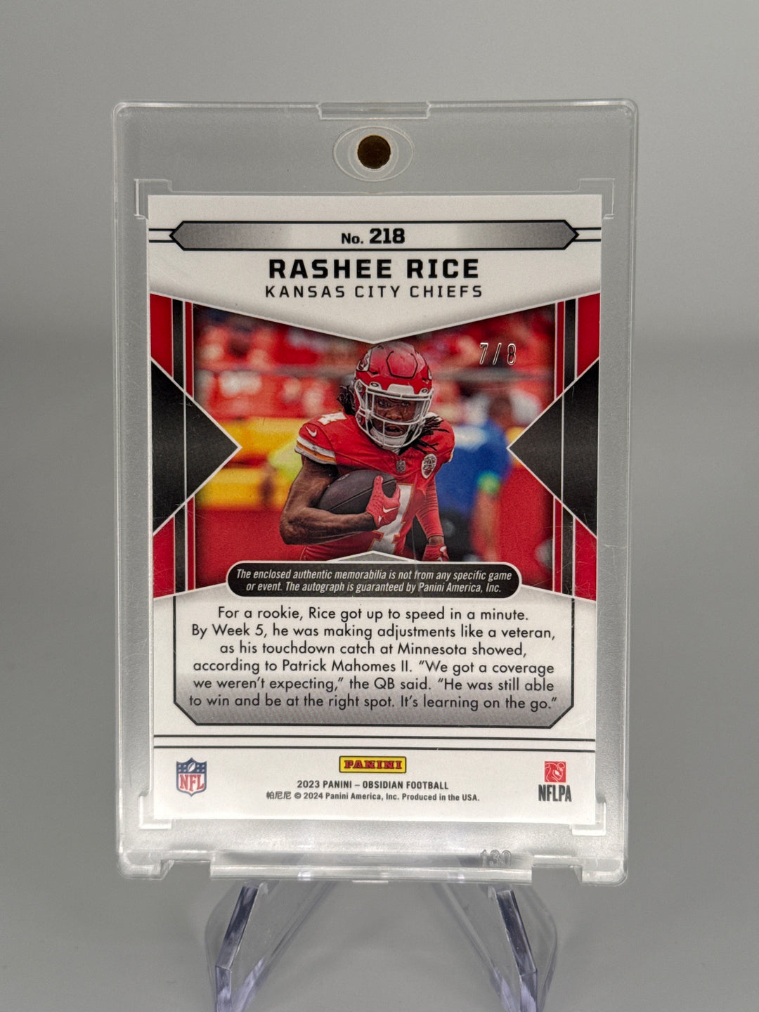 Rashee Rice 2023 Panini Obsidian Rookie Patch Auto Electric Etch Red, 7/8