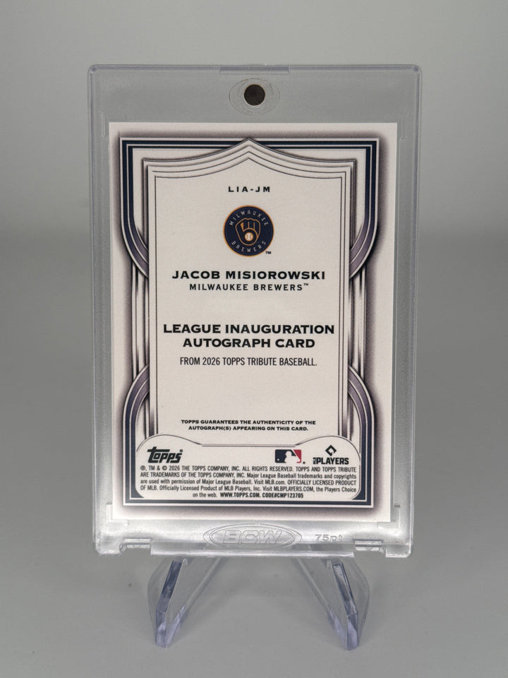 Jacob Misiorowski 2026 Topps Tribute Inauguration Gold Rookie Auto, 23/50