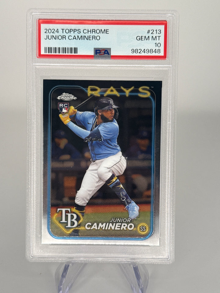 Junior Caminero 2024 Topps Chrome Rookie, PSA 10 Gem Mint