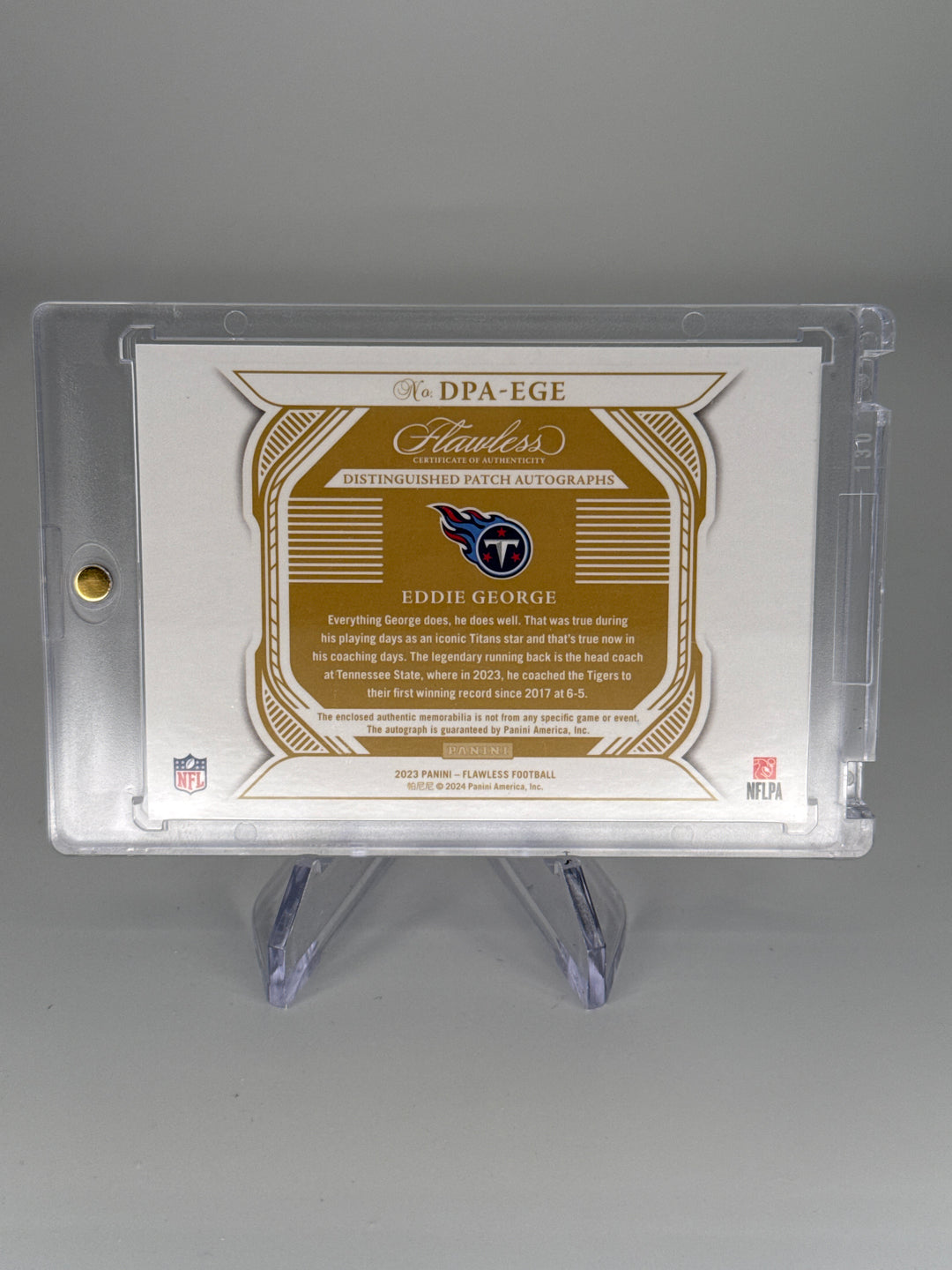 Eddie George 2023 Panini Flawless Distinguished Patch Auto, 06/25