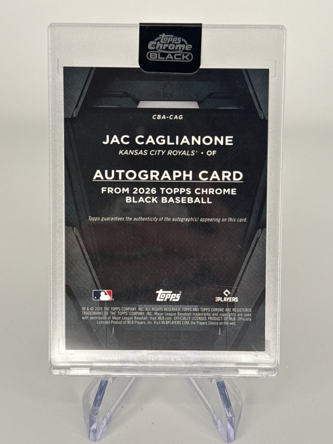 Jac Caglianone 2026 Topps Chrome Black Rookie Auto