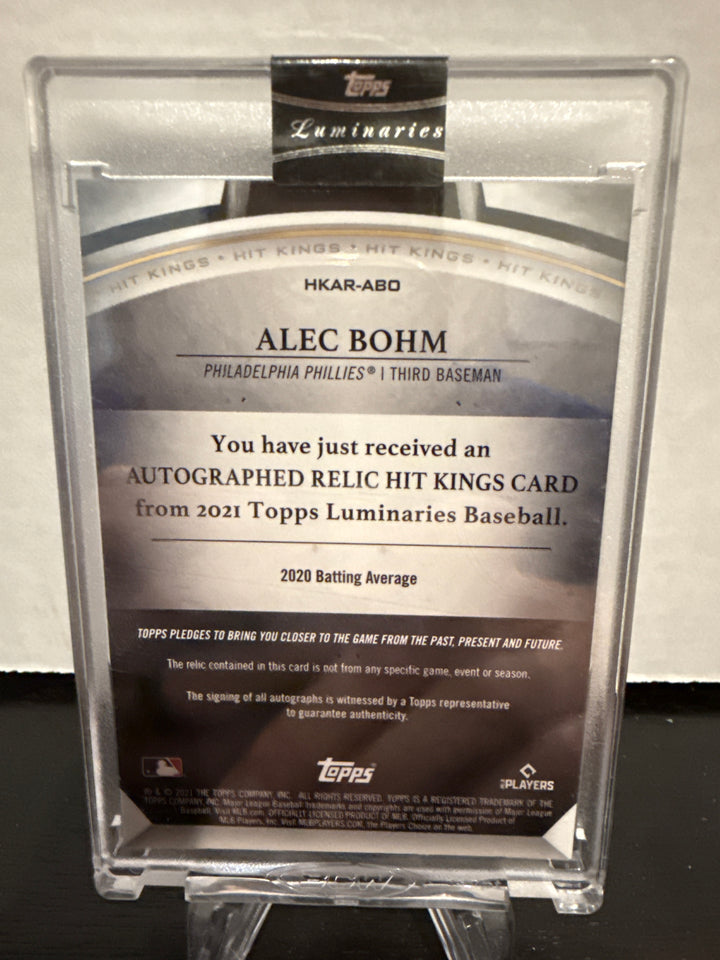 Alec Bohm 2021 Topps Luminaries Hit Kings Rookie Patch Auto, 2/3