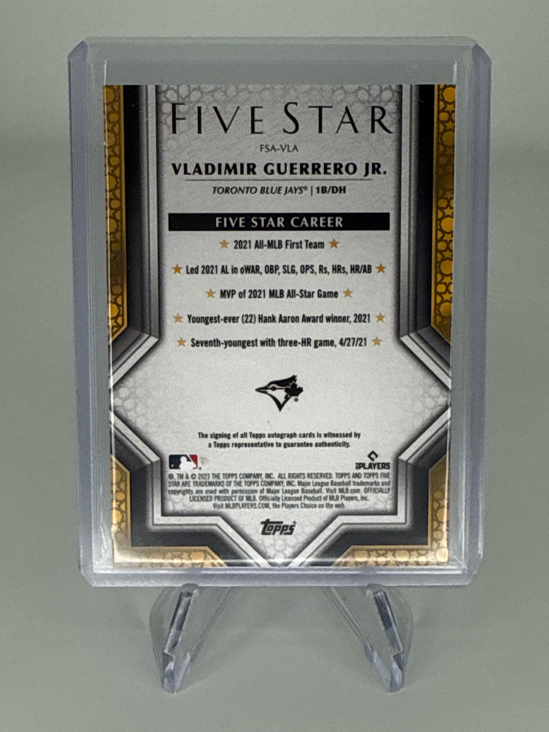 Vladimir Guerrero Jr 2023 Topps Five Star Purple Auto, 14/50