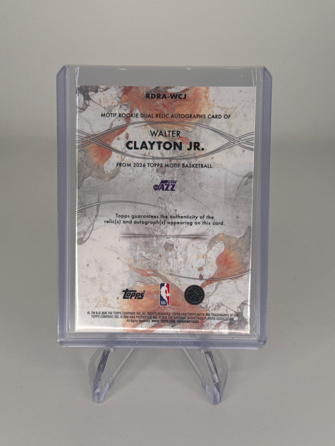 Walter Clayton Jr. 2026 Topps Motif Dual Relic Rookie Auto Orange, 17/25