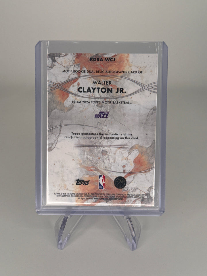 Walter Clayton Jr. 2026 Topps Motif Dual Relic Rookie Auto Orange, 17/25