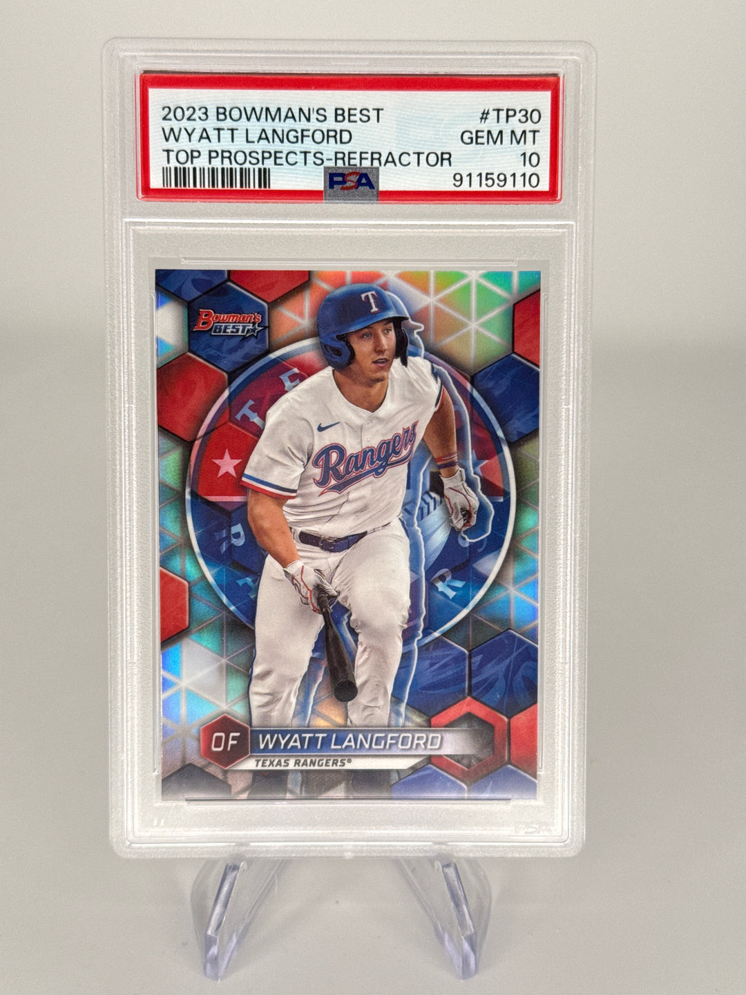 Wyatt Langford 2023 Bowman's Best Top Prospects Refractor, PSA 10 Gem Mint