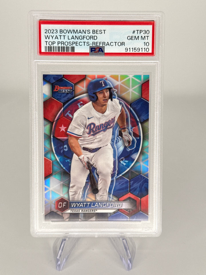 Wyatt Langford 2023 Bowman's Best Top Prospects Refractor, PSA 10 Gem Mint
