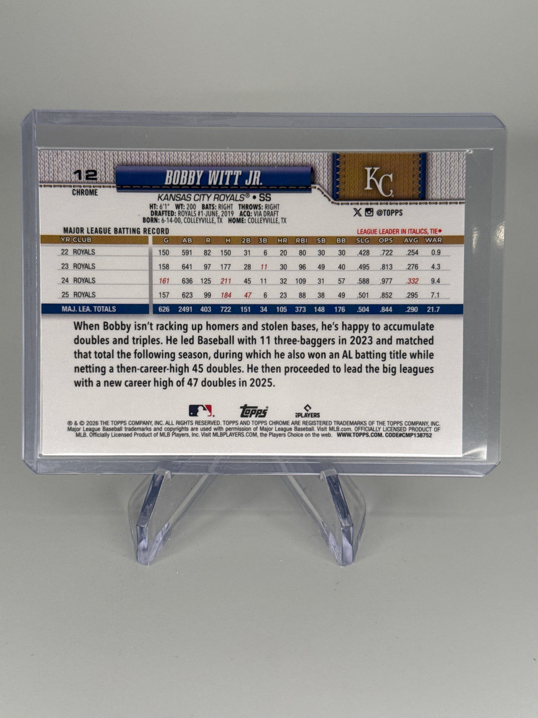 Bobby Witt Jr. 2026 Topps Chrome Image Variation SP Refractor