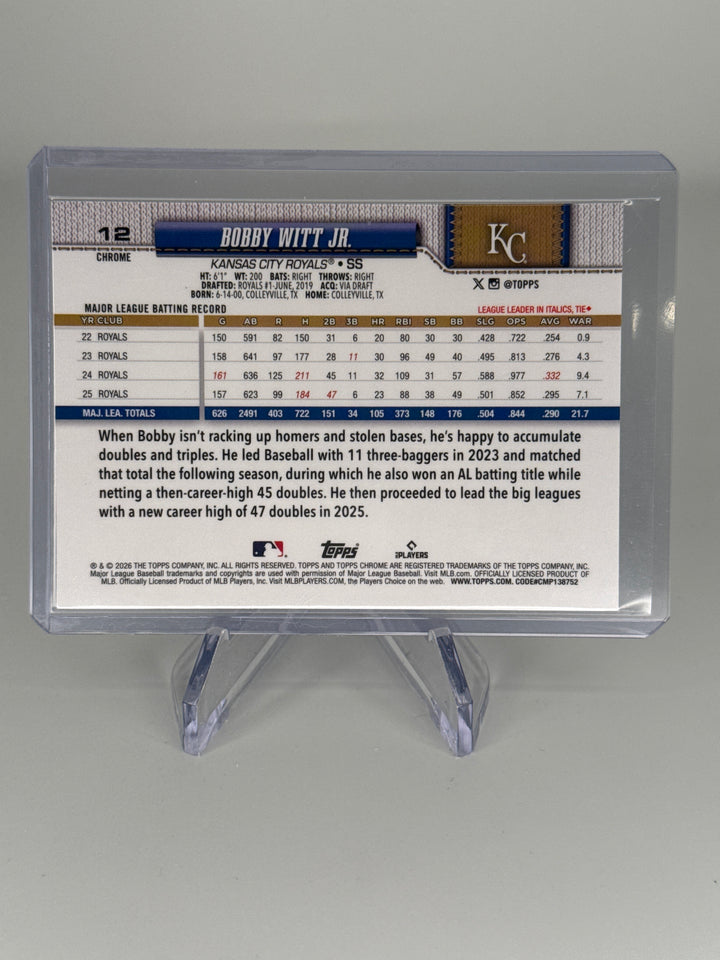 Bobby Witt Jr. 2026 Topps Chrome Image Variation SP Refractor