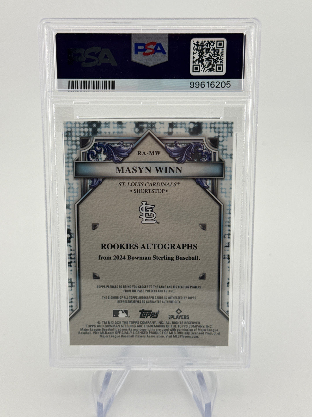 Masyn Winn 2024 Bowman Sterling Rookie Auto Blue Refractor, 24/25, PSA 10 Gem Mint