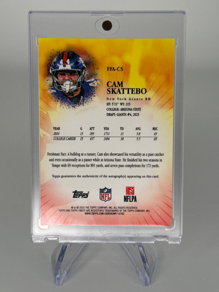 Cam Skattebo 2025 Topps Finest Freshman Rookie Auto