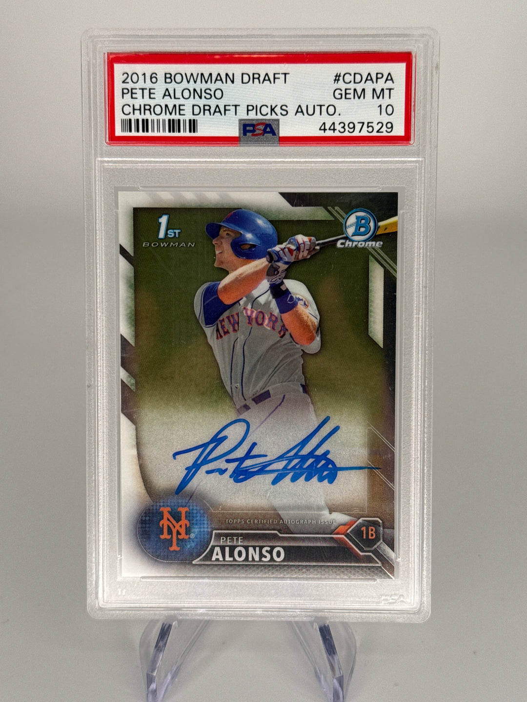 Pete Alonso 2016 Bowman Chrome Draft Picks 1st Bowman Auto, PSA 10 Gem Mint