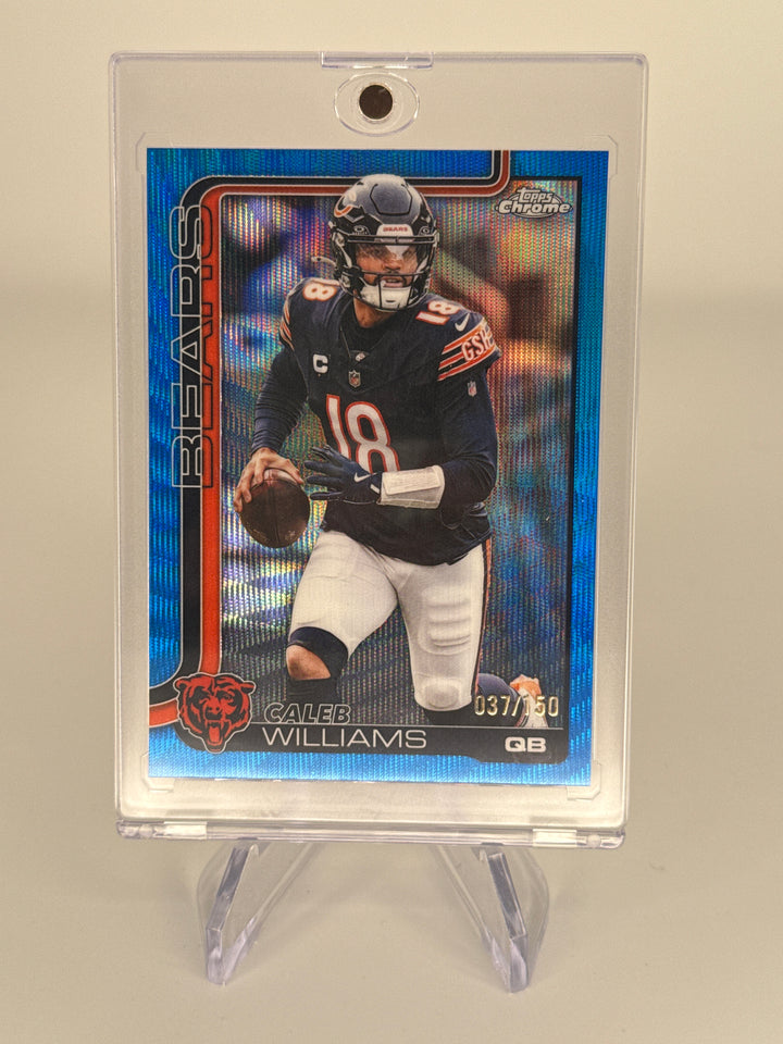 Caleb Williams 2025 Topps Chrome Blue Wave Refractor, 037/150