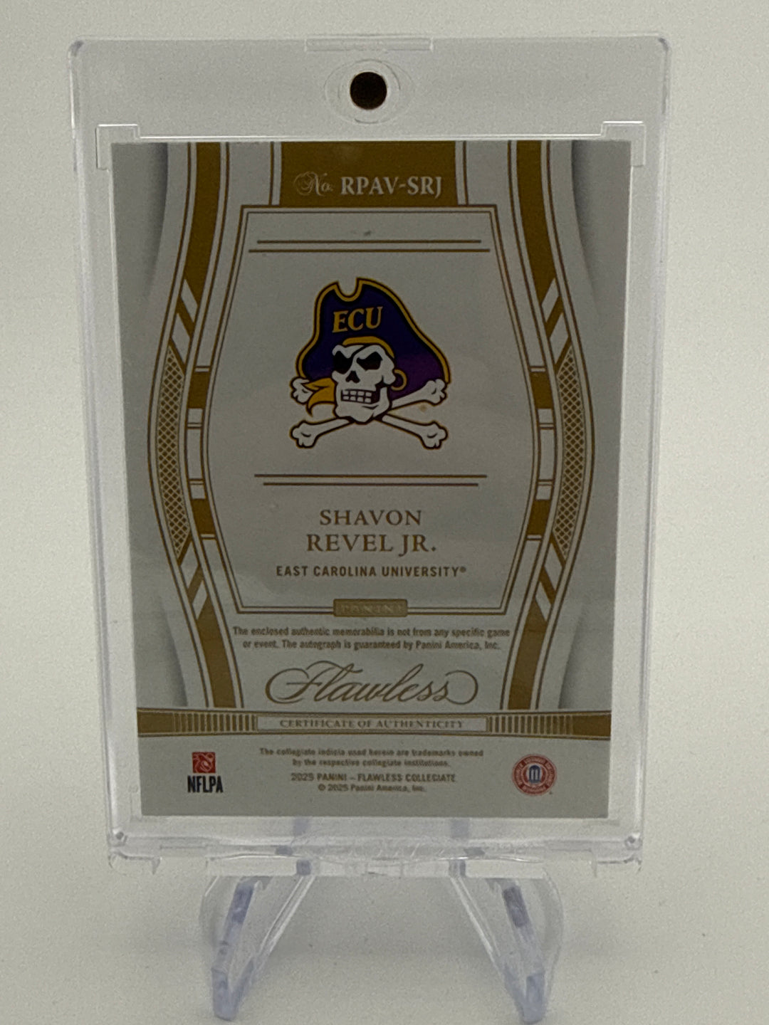 Shavon Revel Jr. 2025 Panini Flawless Collegiate Rookie Patch Auto Gold, 10/10