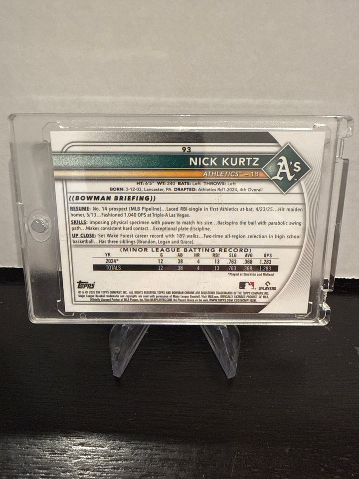 Nick Kurtz 2025 Bowman Chrome Red Rookie Redemption Refractor