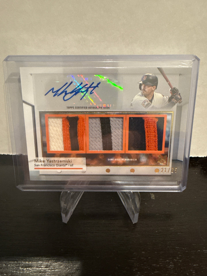 Mike Yastrzemski 2024 Topps Museum Collection Triple Relic Auto, 21/25