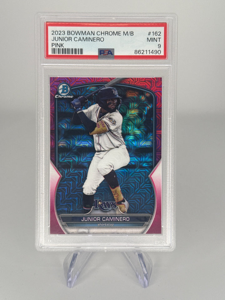 Junior Caminero 2023 Bowman Chrome Mega Box Pink Refractor,053/199, PSA 9 Mint