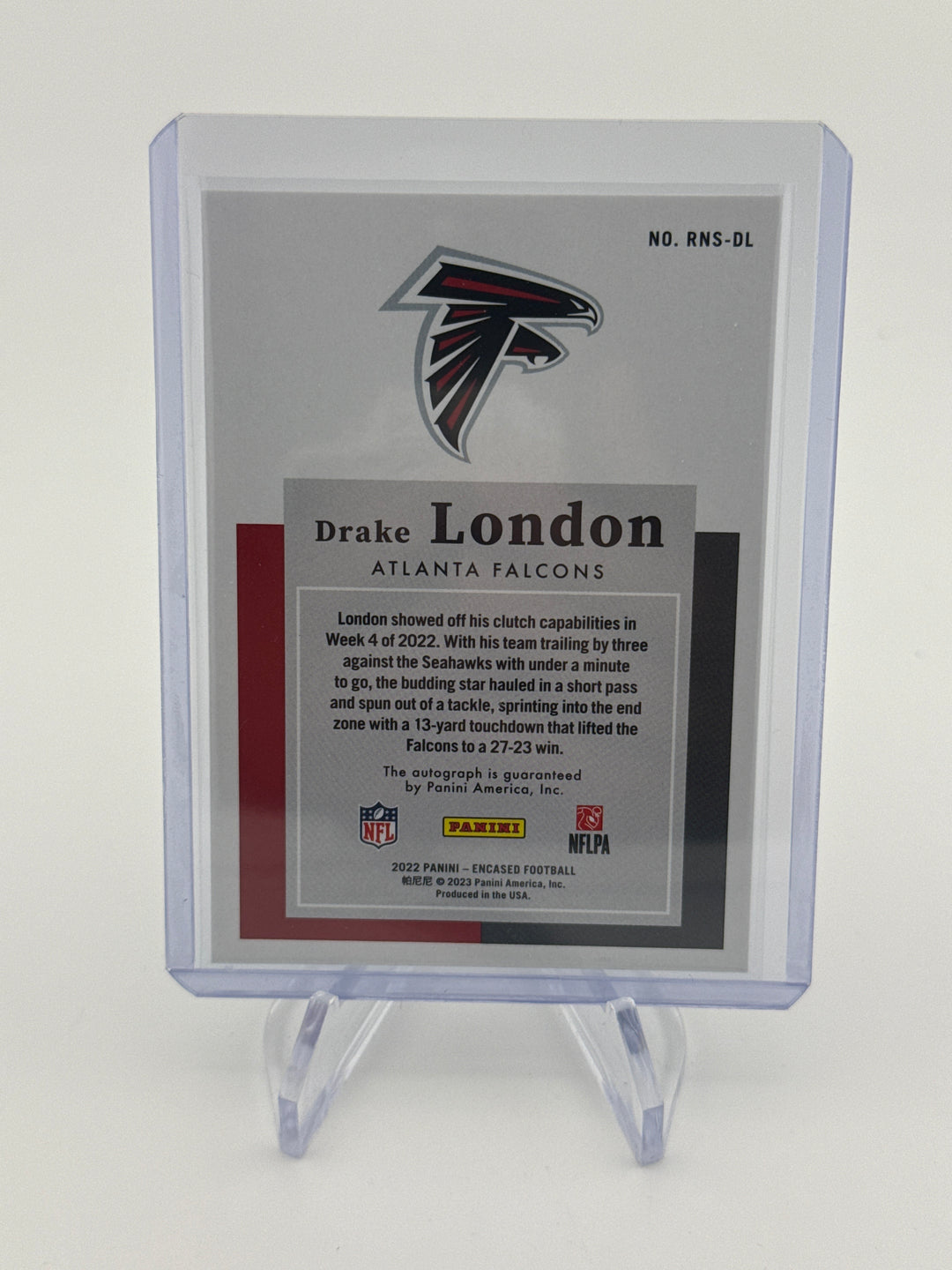 Drake London 2022 Panini Encased Notable Signature Emerald Rookie Auto, 10/10
