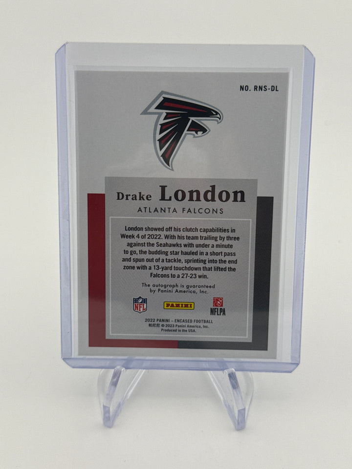 Drake London 2022 Panini Encased Notable Signature Emerald Rookie Auto, 10/10