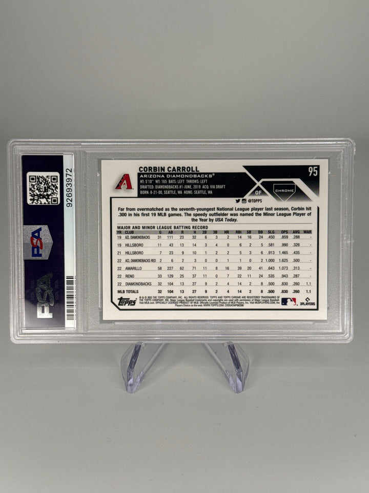 Corbin Carroll 2023 Topps Chrome Logofractor Green Rookie, 54/99, PSA 9 Mint