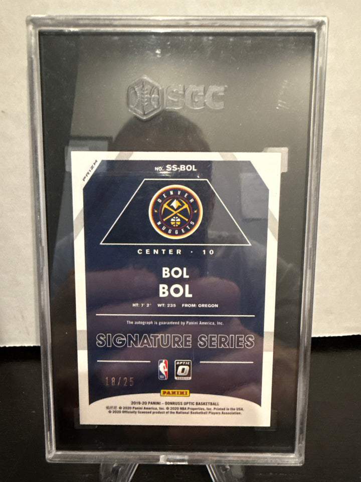 Bol Bol 2019 Panini Donruss Optic Signature Series Blue Prizm, 18/25, SGC 10 Gem Mint