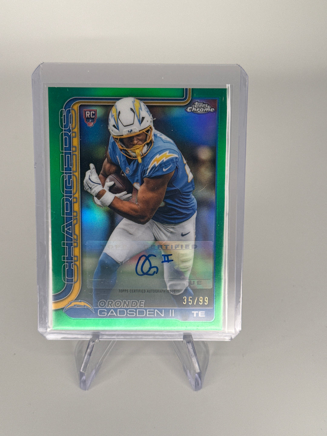 Oronde Gadsden 2025 Topps Chrome Green Refractor Rookie Auto, 35/99