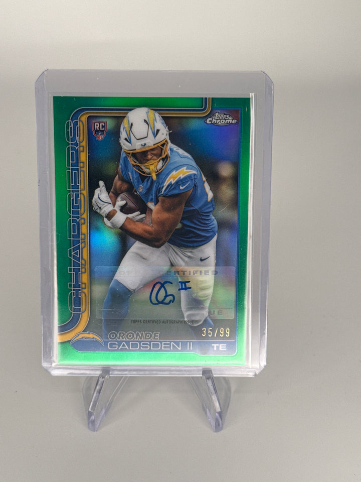 Oronde Gadsden 2025 Topps Chrome Green Refractor Rookie Auto, 35/99