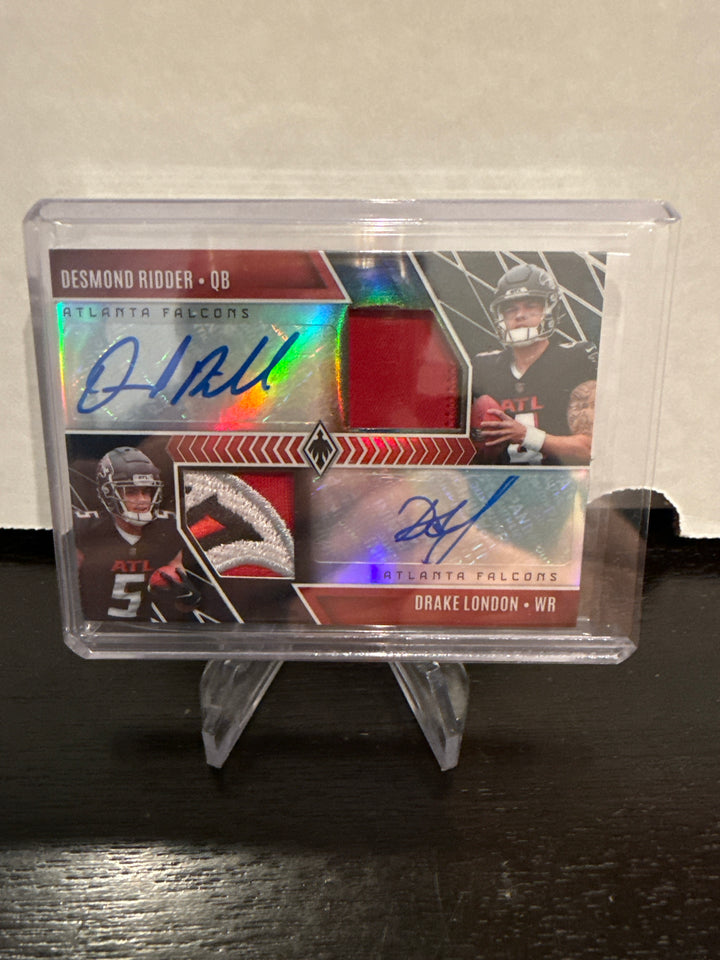 Desmond Ridder/Drake London 2022 Panini Phoenix Dual Rookie Patch Auto Black, 08/10