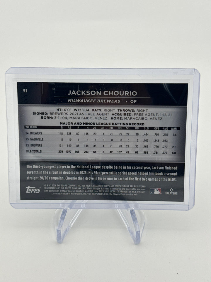 Jackson Chourio 2026 Topps Chrome Black Gold Refractor, 49/50