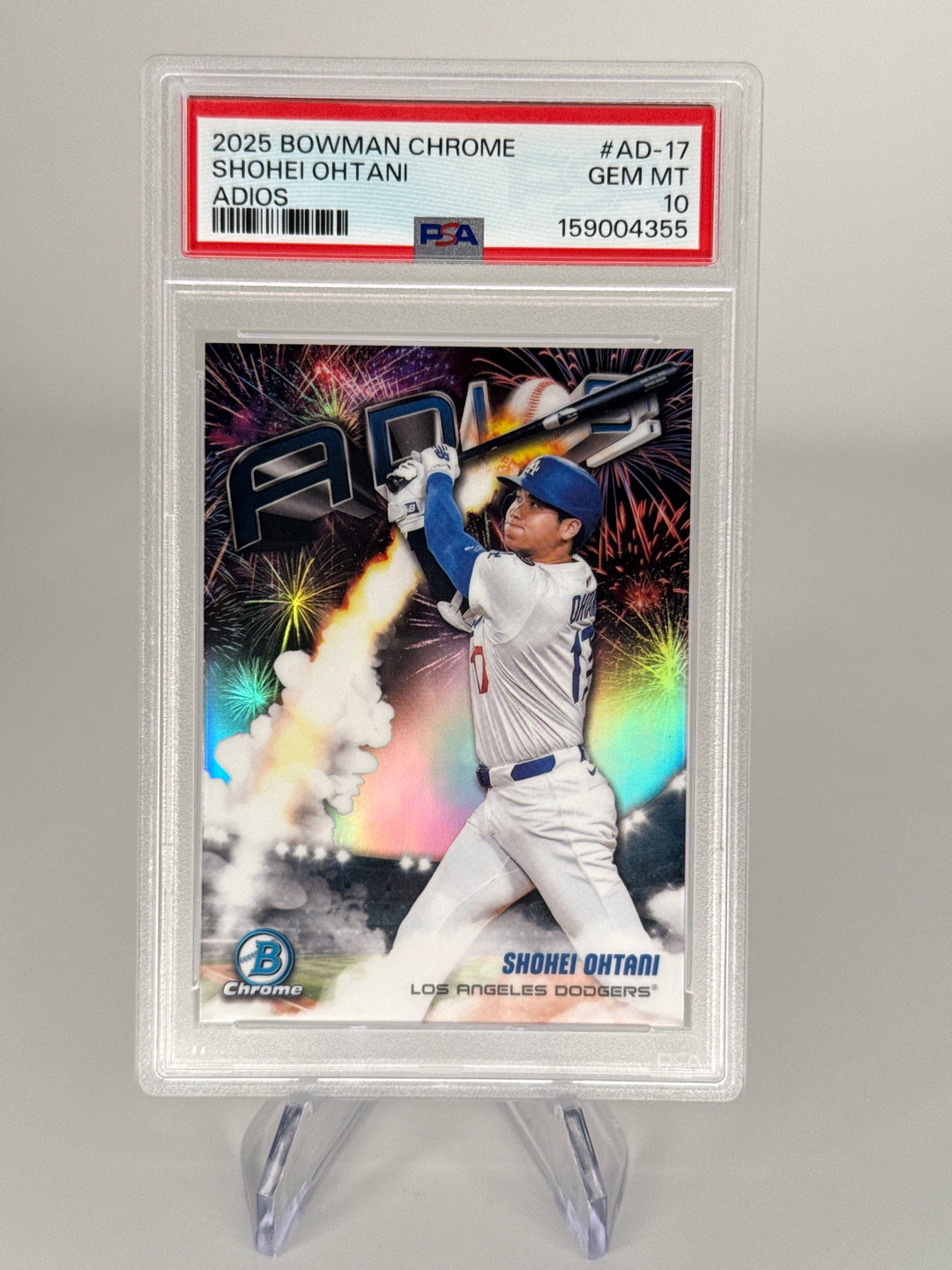 Shohei Ohtani 2025 Bowman Chrome Adios, PSA 10 Gem Mint