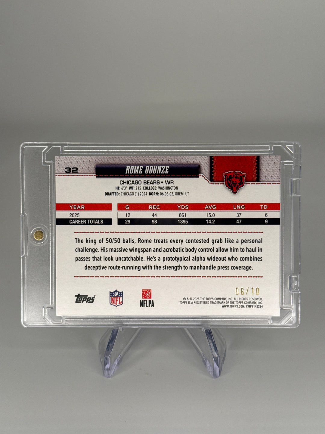 Rome Odunze 2026 Topps Flagship Black Football Foil, 06/10