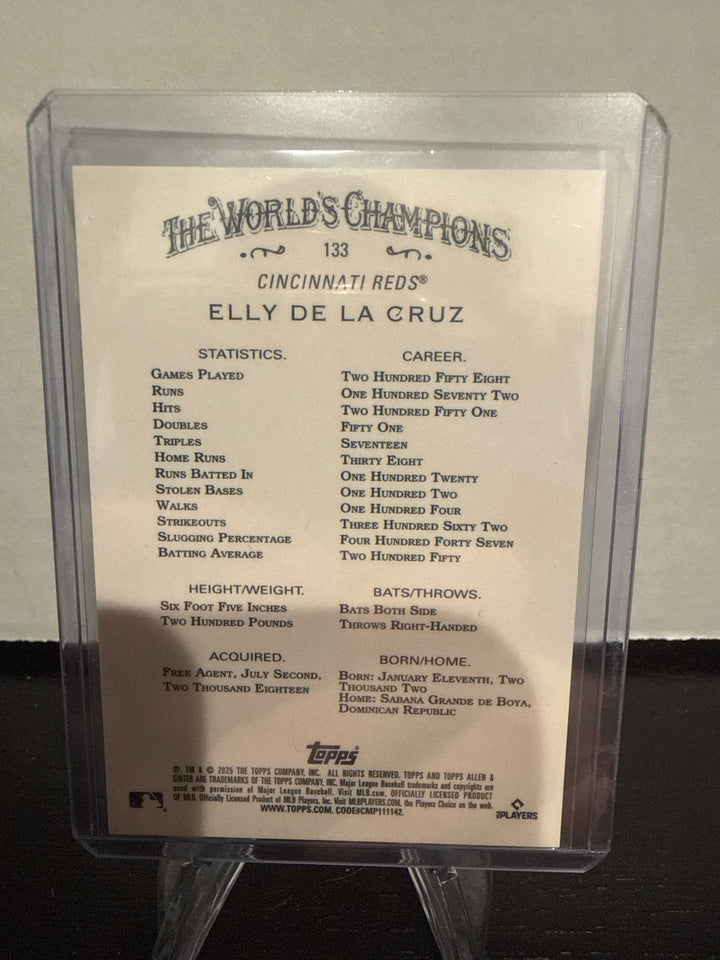 Elly De La Cruz 2025 Topps Allen and Ginter Chrome Gold Refractor, 02/50