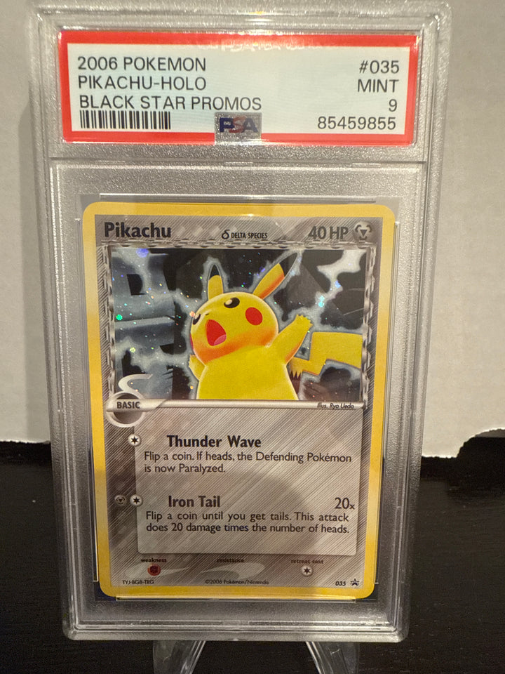 Pokemon TCG 2006 Pikachu Holo Delta Species Black Star Promo, 035, PSA 9 Mint