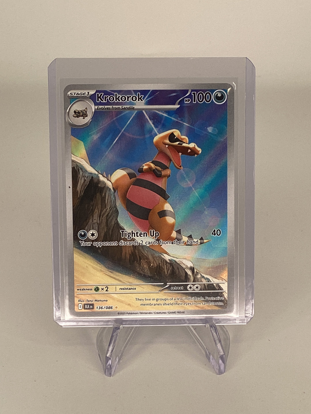 Pokemon TCG 2025 Krokorok Black Bolt Full Art Illustration Rare, 136/086