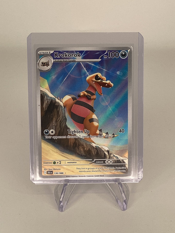Pokemon TCG 2025 Krokorok Black Bolt Full Art Illustration Rare, 136/086