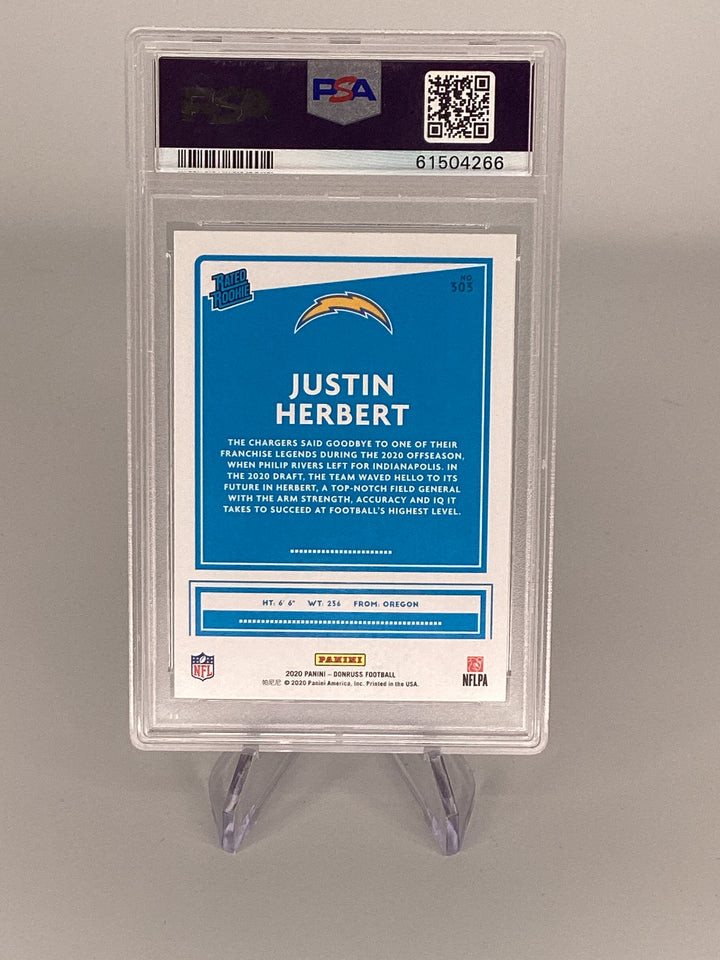 Justin Herbert 2020 Panini Donruss Rated Rookie, PSA 10 Gem Mint