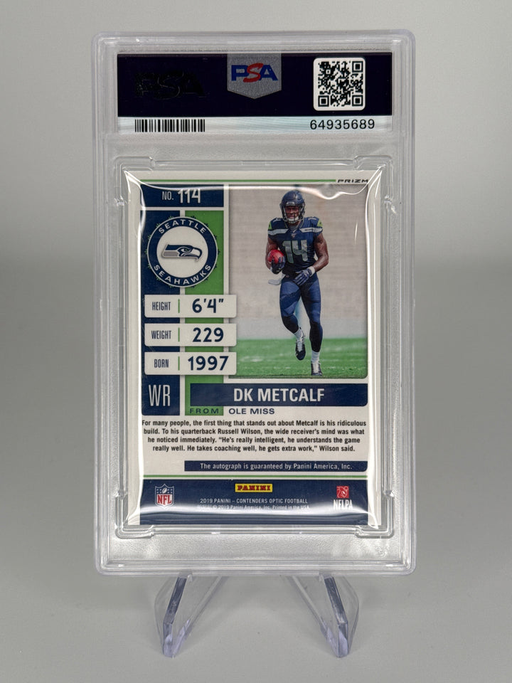 DK Metcalf 2019 Panini Contenders Optic Rookie Auto, PSA 9 Mint