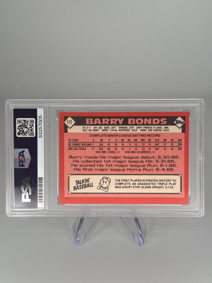 Barry Bonds 1986 Topps Traded Rookie, PSA 9 Mint