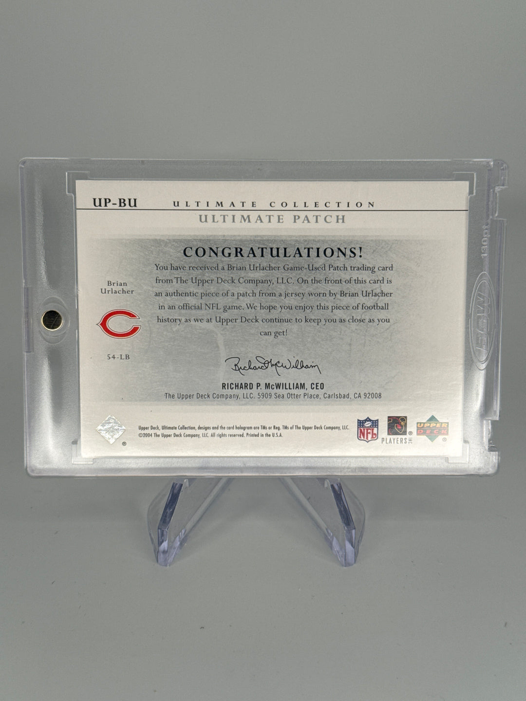Brian Urlacher 2004 Upper Deck Ultimate Collection Ultimate Patch, 149/150