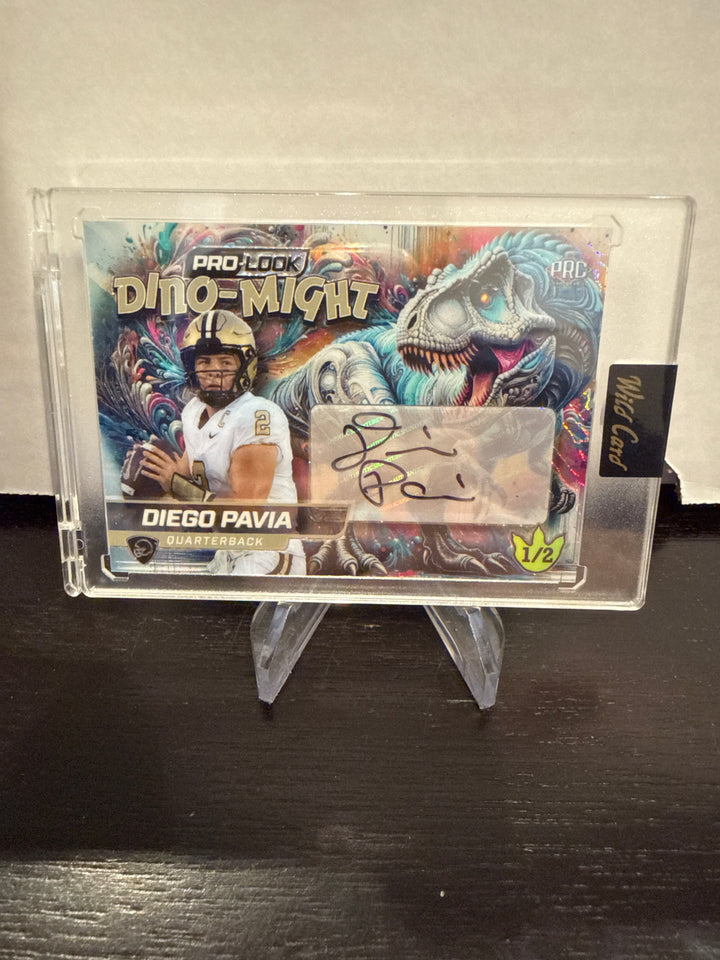 Diego Pavia 2025 Wild Card Chrome Dino-Might Auto, 1/2