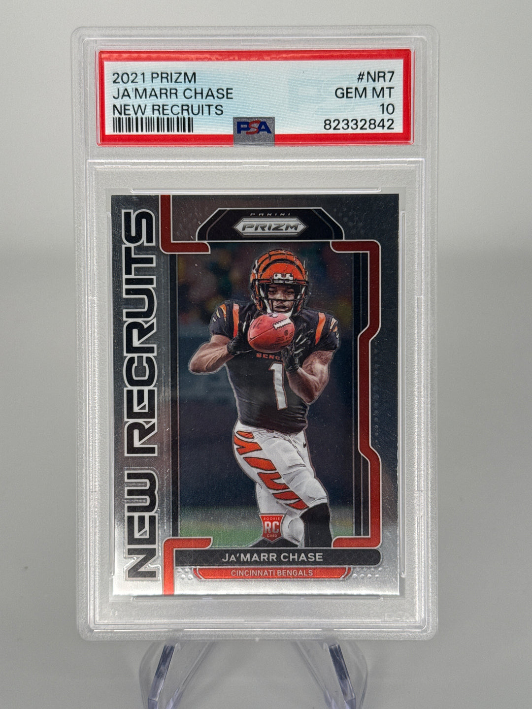 Ja'Marr Chase 2021 Panini Prizm New Recruits Rookie, PSA 10 Gem Mint