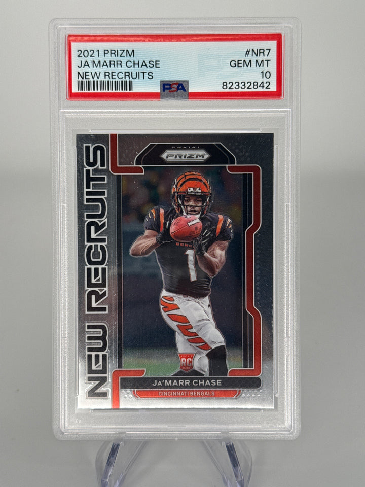 Ja'Marr Chase 2021 Panini Prizm New Recruits Rookie, PSA 10 Gem Mint