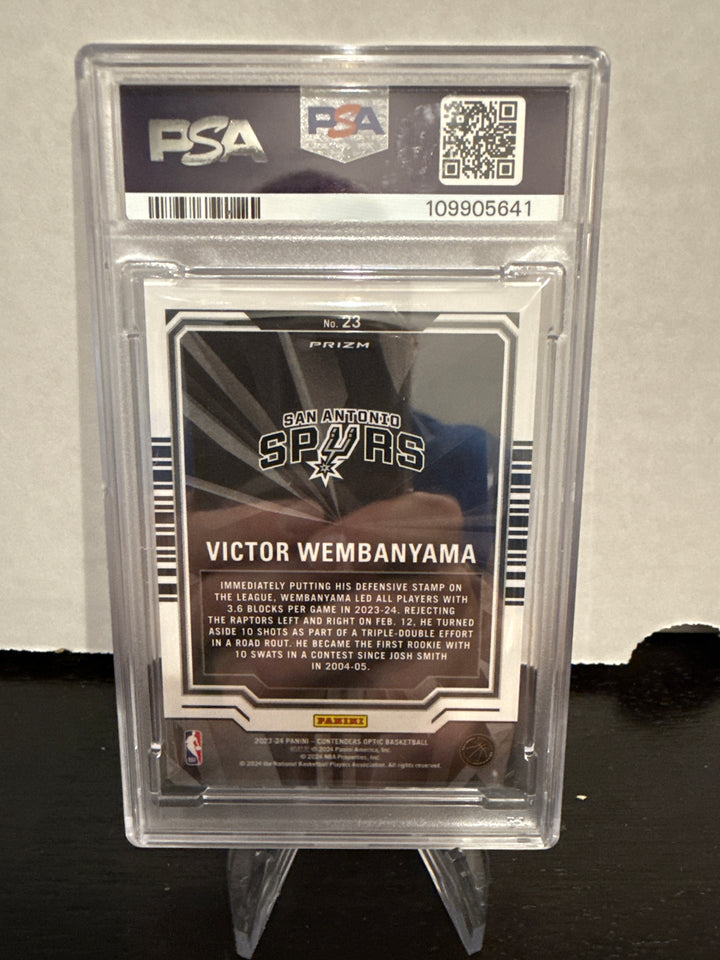 Victor Wembanyama 2023 Contenders Optic Playing the Numbers Game Rookie, PSA 9 Mint