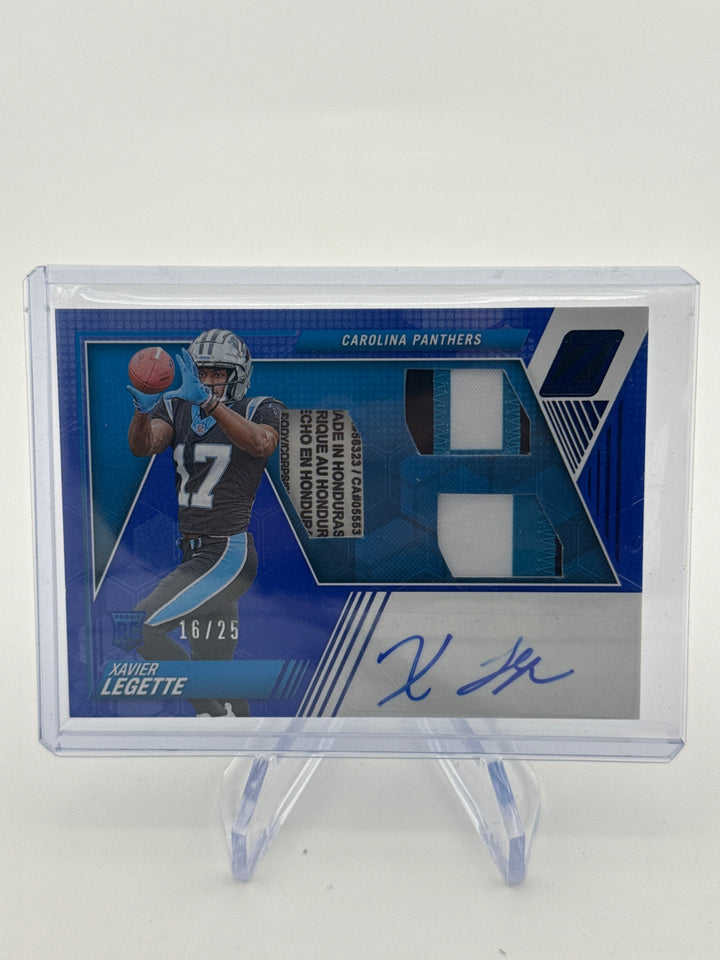 Xavier Legette 2024 Panini Zenith Rookie Triple Patch Laundry Tag Auto, 16/25