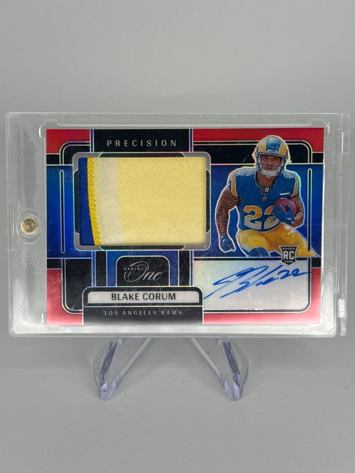 Blake Corum 2024 Panini One Precision Rookie Patch Auto Red, 31/60