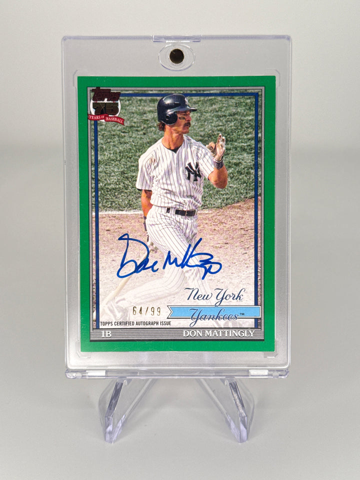 Don Mattingly 2026 Topps 1991 75th Anniversary Green Auto, 64/99