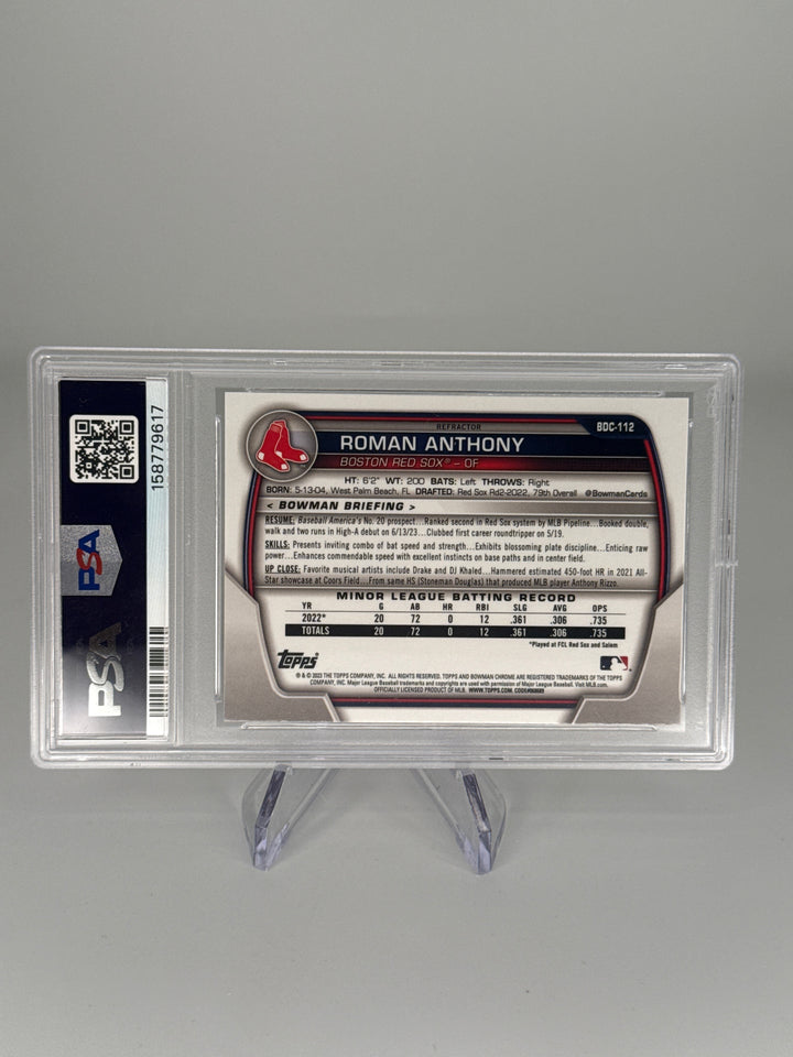 Roman Anthony 2023 Bowman Chrome Draft Refractor, PSA 10 Gem Mint